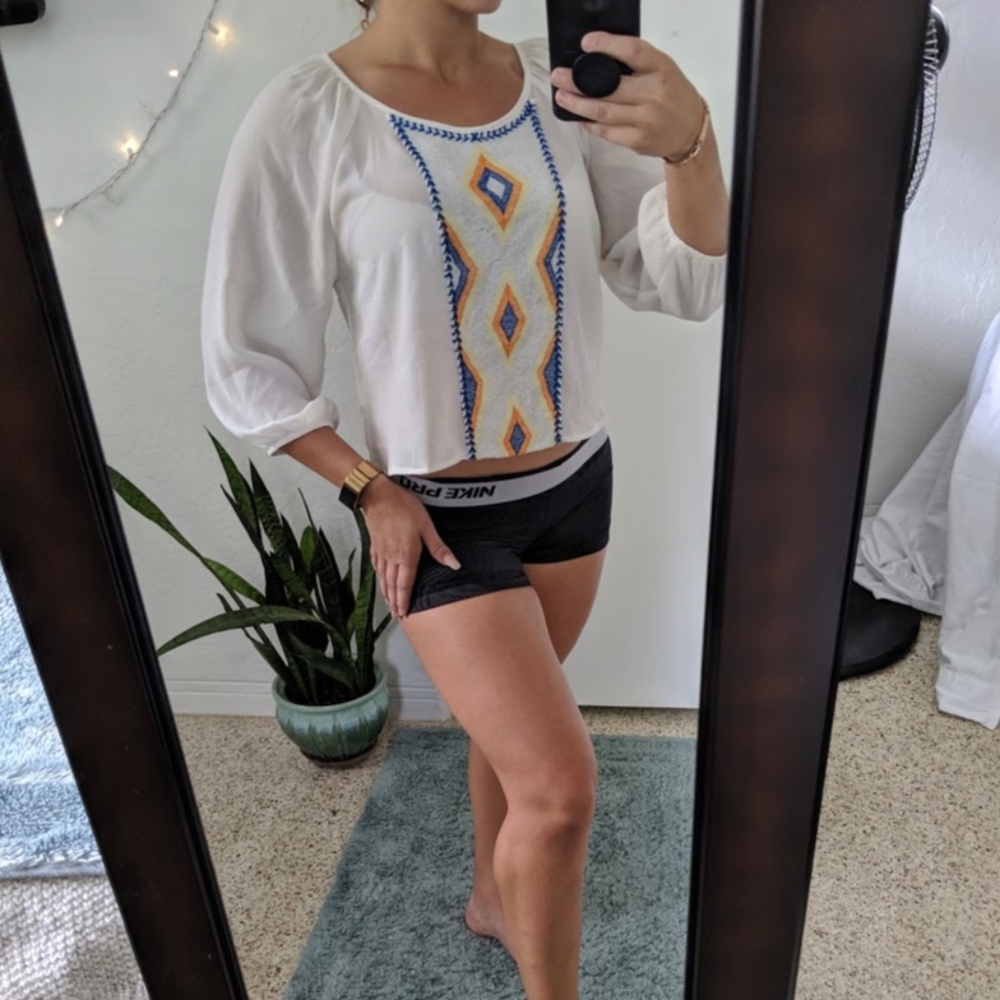 Boho Sheer Quarter Sleeve Top